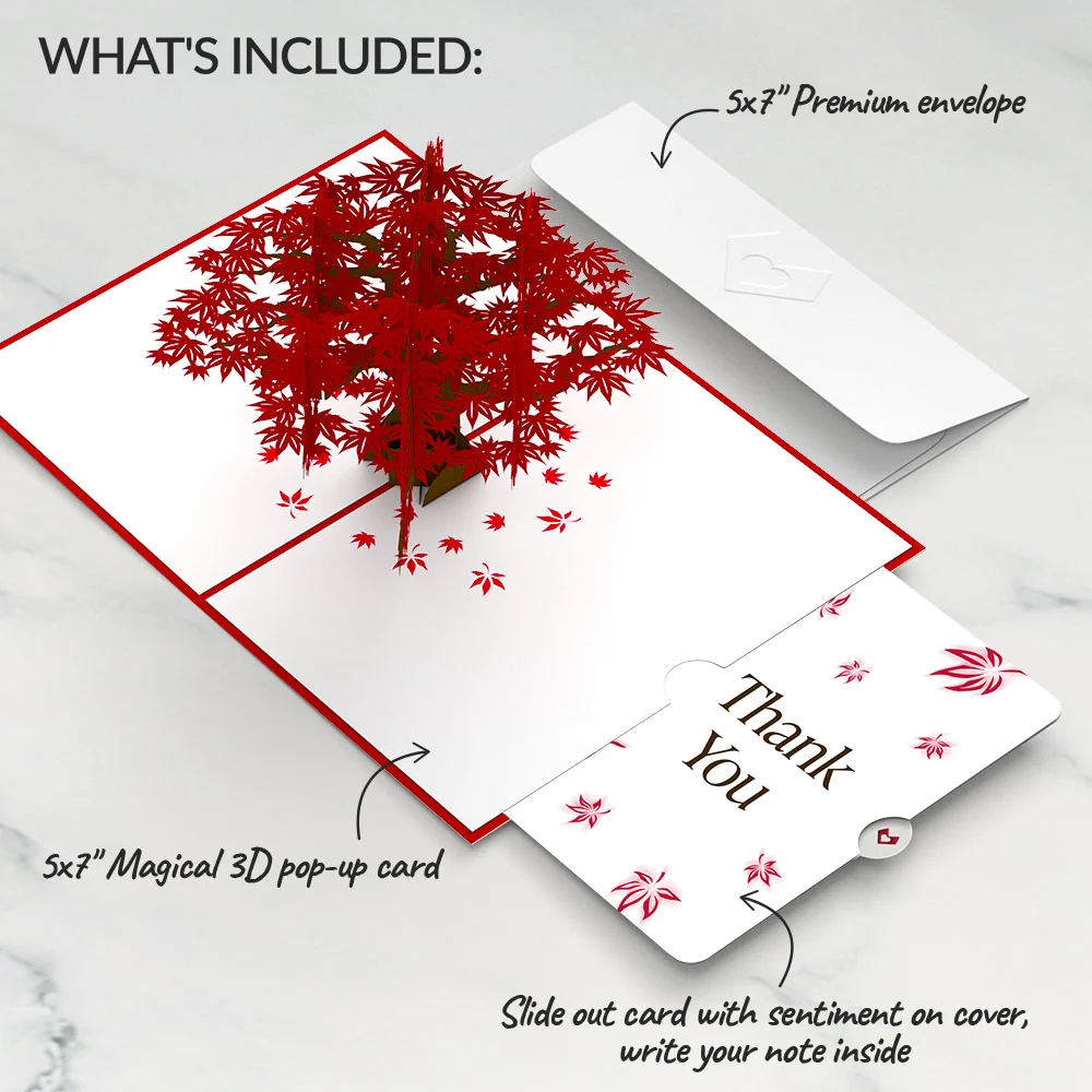 Lovepop Japanese Maple Thank You Pop-Up Card and Sentiment Set - Image 2