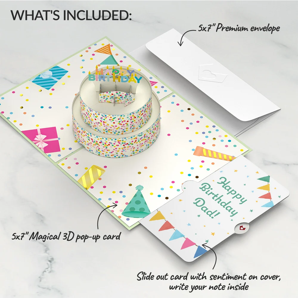 Lovepop Sprinkles Birthday Cake Pop-Up Card and Sentiment Set for Dad Candle - Image 2