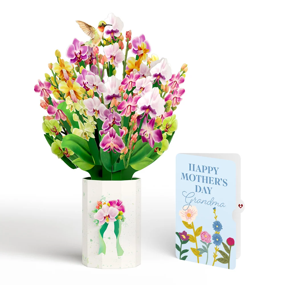 Lovepop Orchid Mother's Day Bouquet and Sentiment Set for Grandma Vase