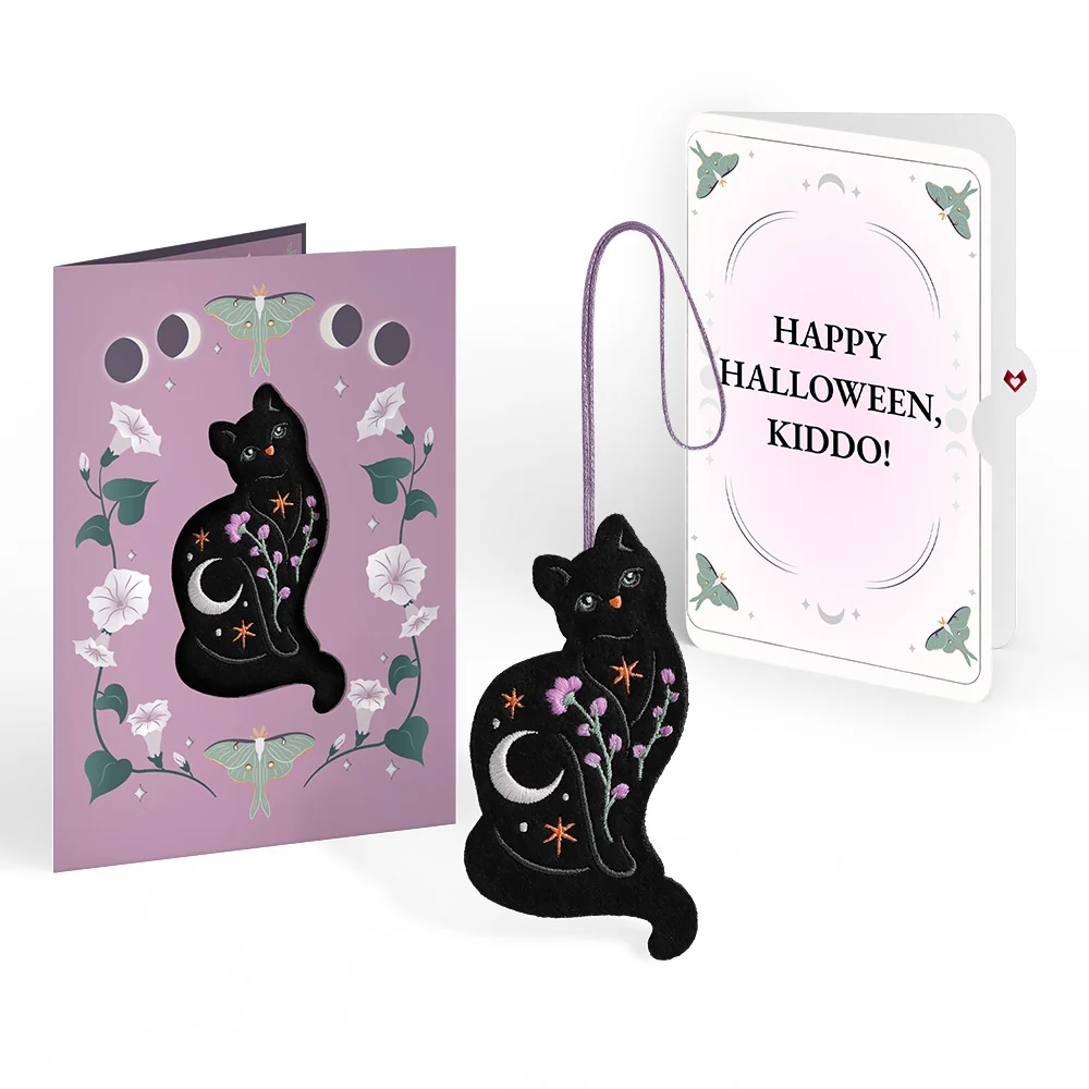 Lovepop Mystic Black Cat Halloween HeartFelt Charm Card and Sentiment Set for Kid