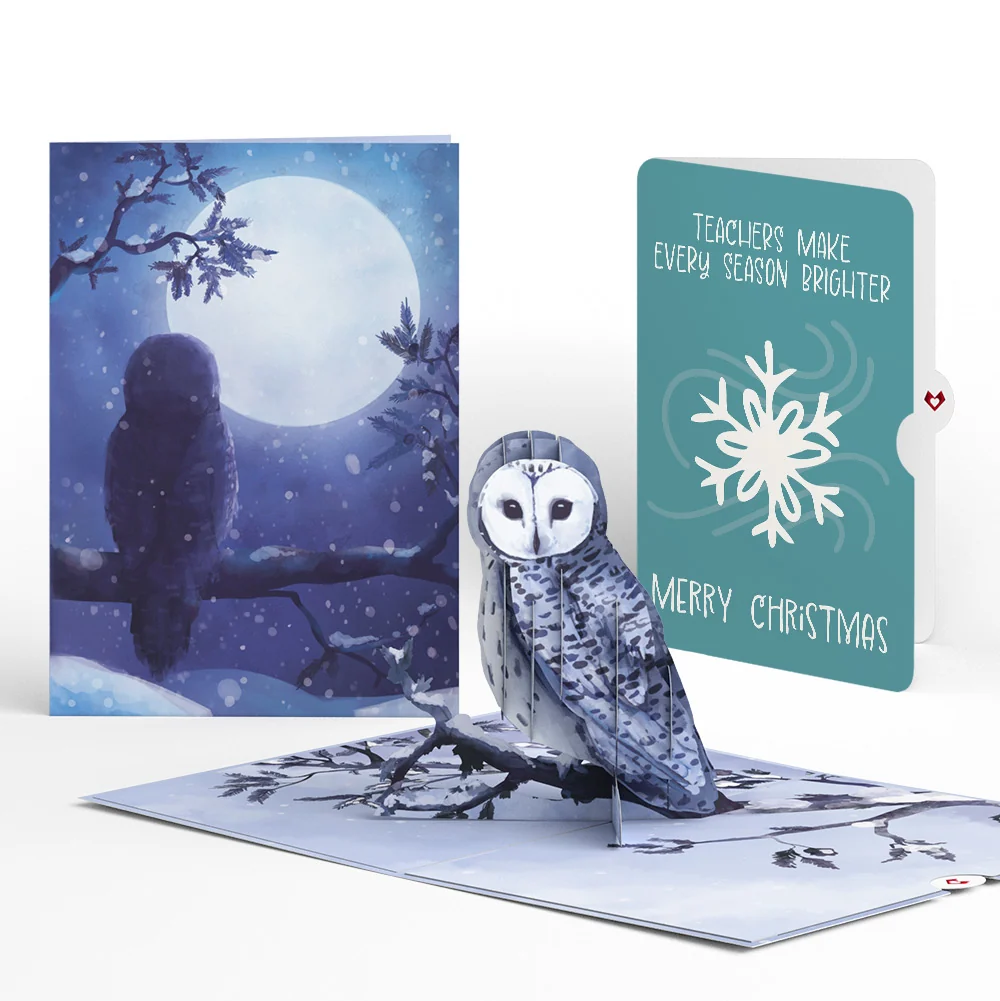 Lovepop Snowy Owl Christmas Pop-Up Card and Sentiment Set for Teacher