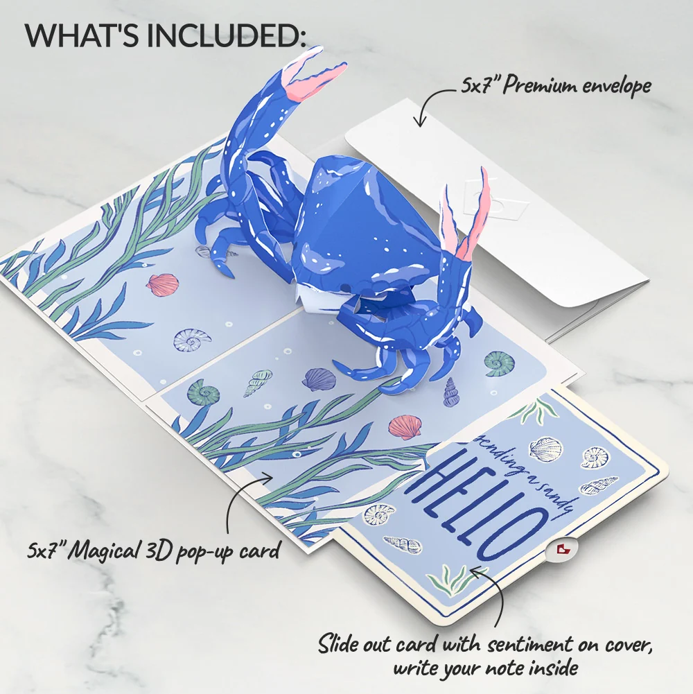 Lovepop Blue Crab Thinking of You Pop-Up Card and Sentiment Set - Image 2