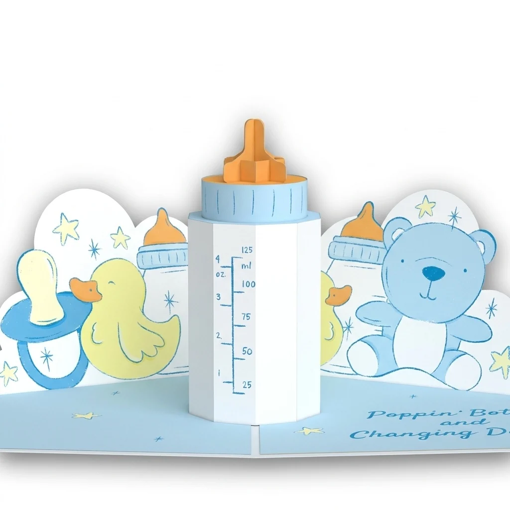 Lovepop Poppin' Bottles and Changing Diapers New Baby Pregnancy Pop-Up Card and Sentiment Set - Image 3