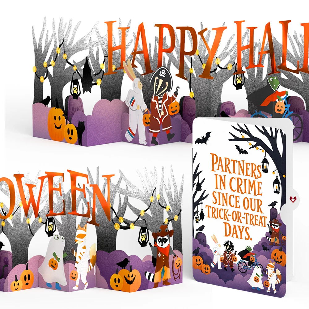 Lovepop Happy Halloween Trick-or-Treat Loooooong Card (Expands to 2 feet) and Partners In Crime Sentiment Set Bicycle