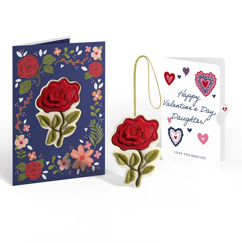 Lovepop Everlasting Rose Valentine HeartFelt Charm Card and Sentiment Set for Daughter Cream