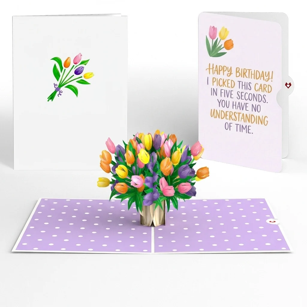Lovepop Timeless Tulips Birthday Pop-Up Card and Picked Five Seconds Sentiment Set Vase