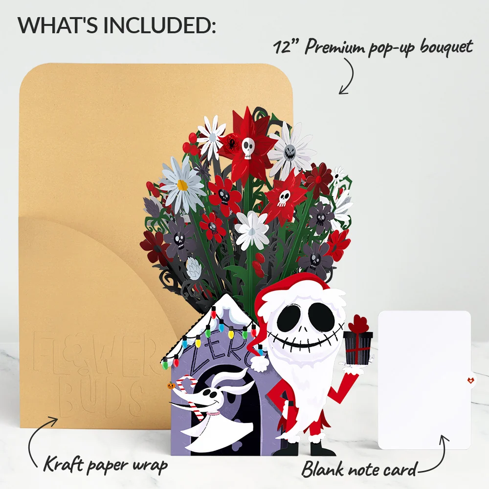 Lovepop Disney Tim Burton’s The Nightmare Before Christmas Santa Jack Skellington Flower Buds Bouquet - Image 6