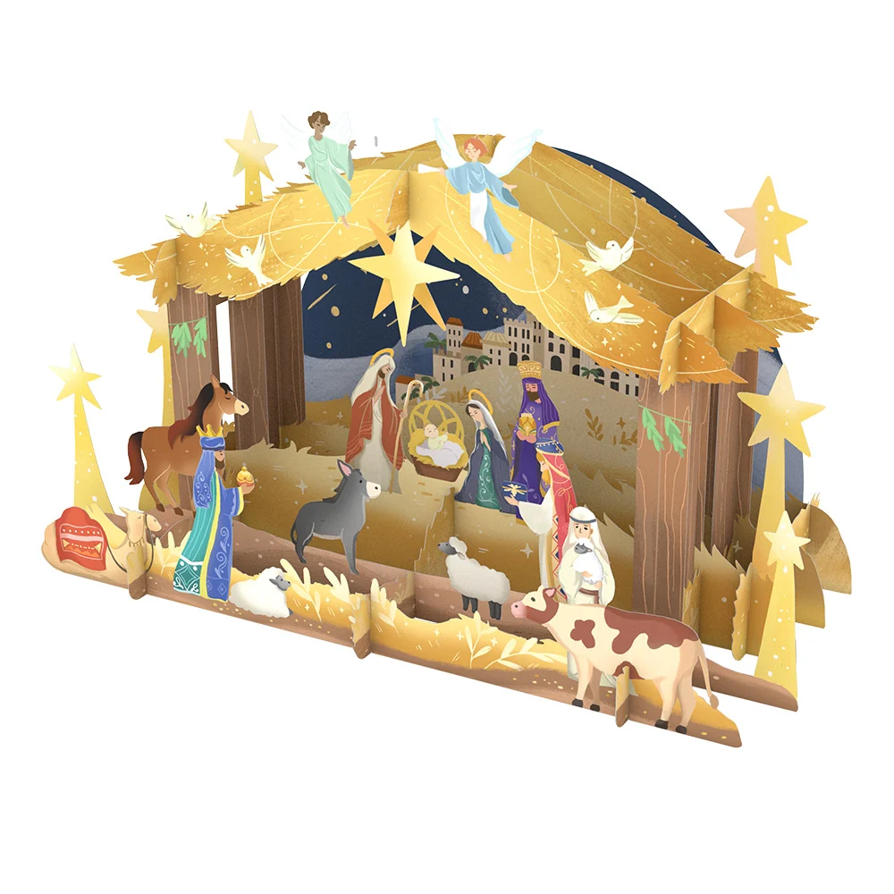 Lovepop Nativity Christmas Giant Pop-Up Gift and Love Sentiment Set Straw - Image 3