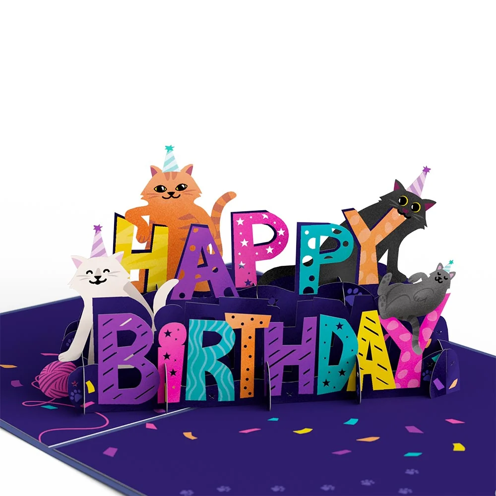 Lovepop Happy Birthday Cats Pop-Up Card and Sentiment Set for Dad - Image 3