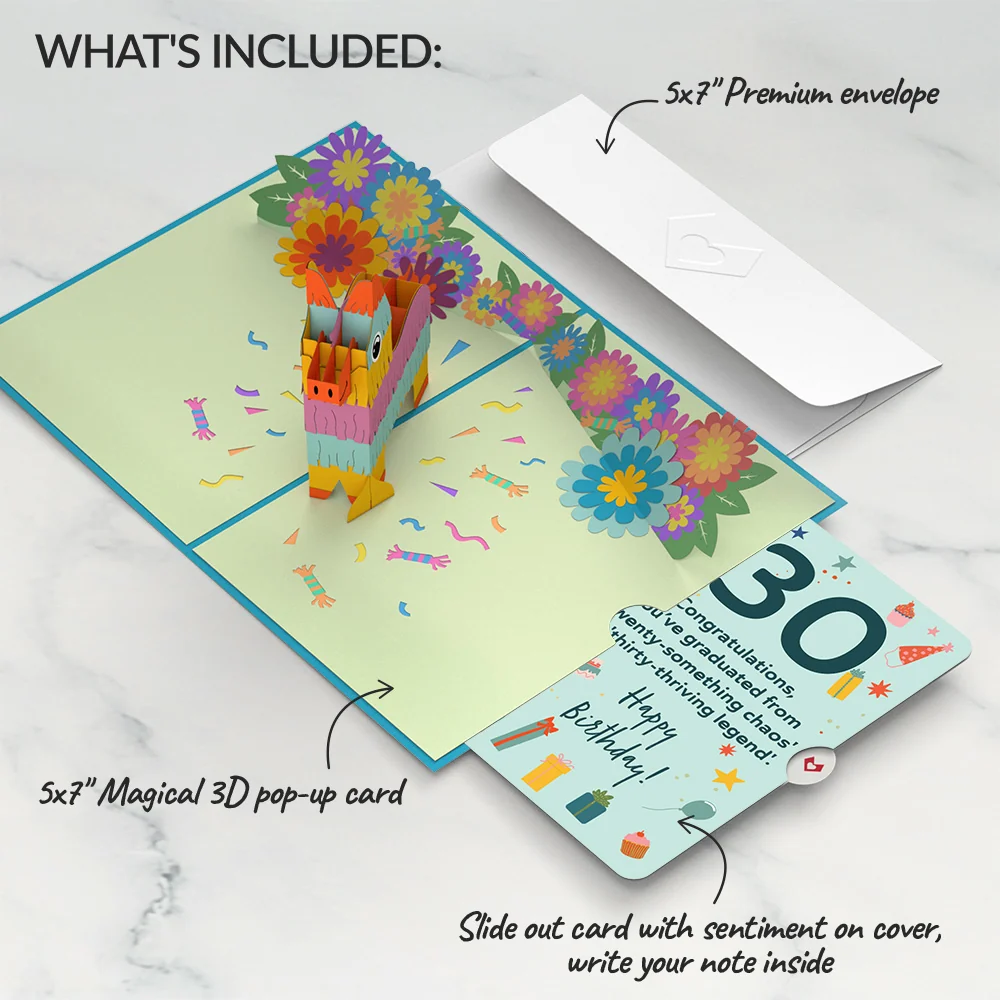 Lovepop Pinata 30th Birthday Pop-Up Card and Sentiment Set - Image 2