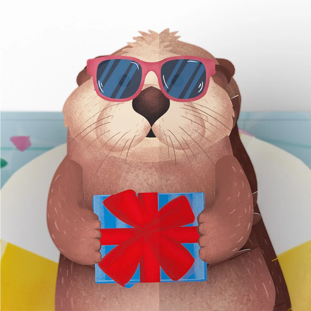 Lovepop Otter Pool Party Birthday Pop-Up Card - Image 3