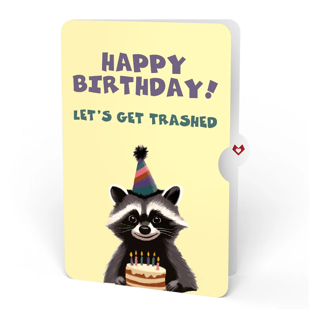 Lovepop Go Feral Raccoon Birthday Pop-Up Card and Party Raccoon Let's Get Trashed Sentiment Set Candle - Image 4