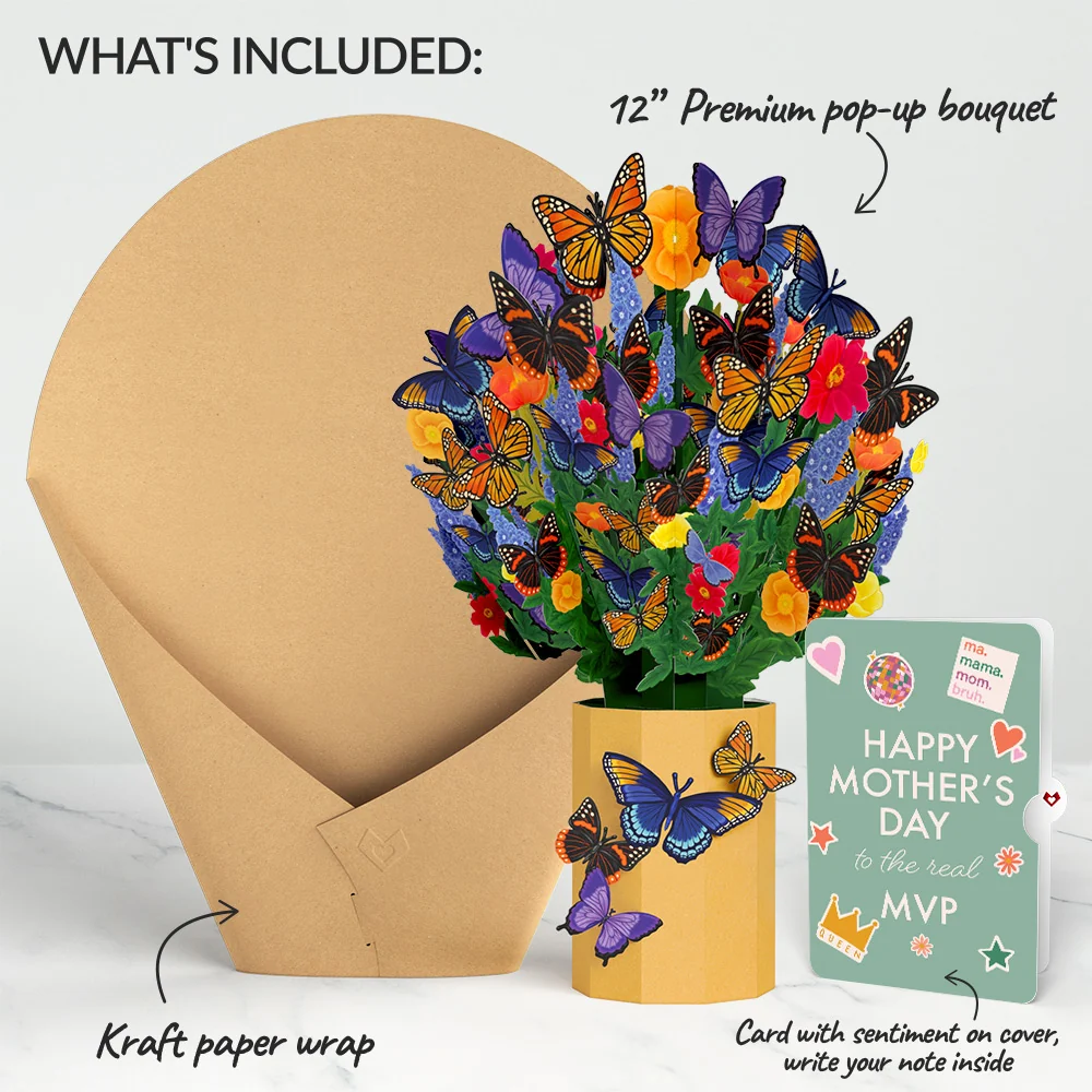 Lovepop Brilliant Butterfly Mother's Day Bouquet and The real MVP Sentiment Set Vase - Image 2