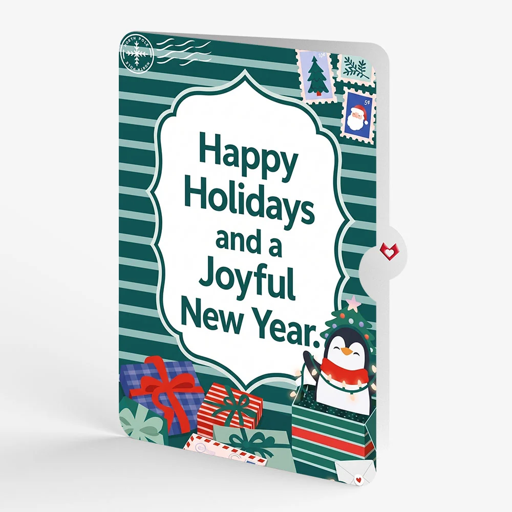 Lovepop Season's Greetings Penguin Surprise Christmas Pop-Up Card and Joyful New Year Sentiment Set - Image 4