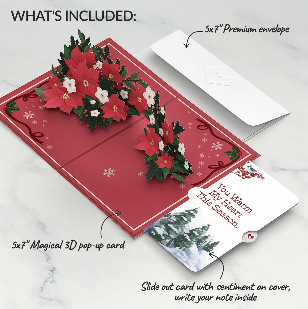 Lovepop Poinsettia & Pine Love Pop-Up Card and Sentiment Set - Image 2