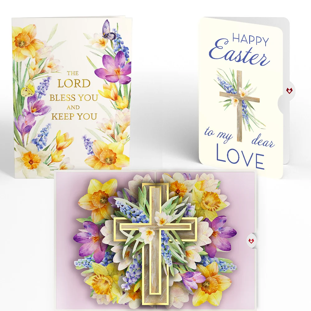 Lovepop The Lord Bless You Floral Cross Easter Pop-Up Card and Sentiment Set for My Love Cream