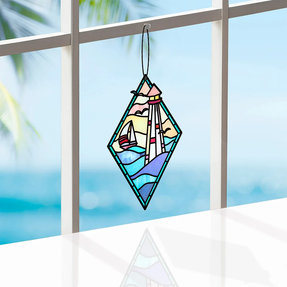 Lovepop Sunshine and Sea Breezes Lighthouse Suncatcher Card