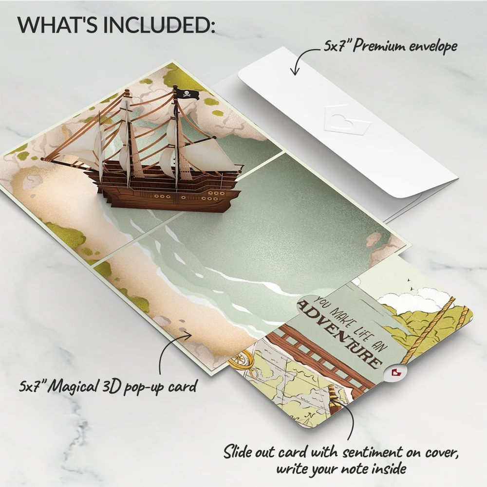 Lovepop Pirate Ship Love Pop-Up Card and Sentiment Set Cream - Image 2