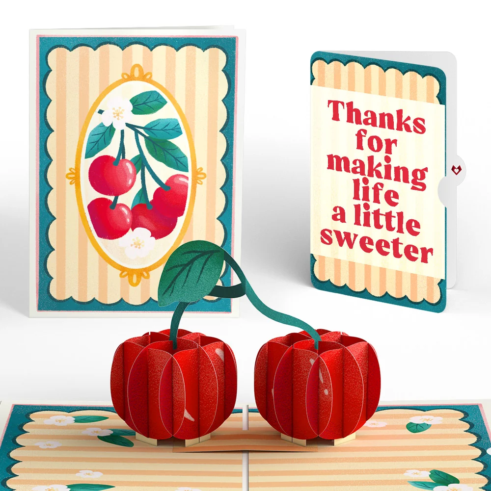 Lovepop Fresh-Picked Cherries Thank You Pop-Up Card and Sentiment Set Cream