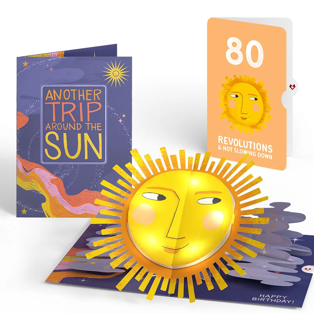 Lovepop Another Trip Around the Sun 80th Birthday Light-Up Pop-Up Card and Sentiment Set