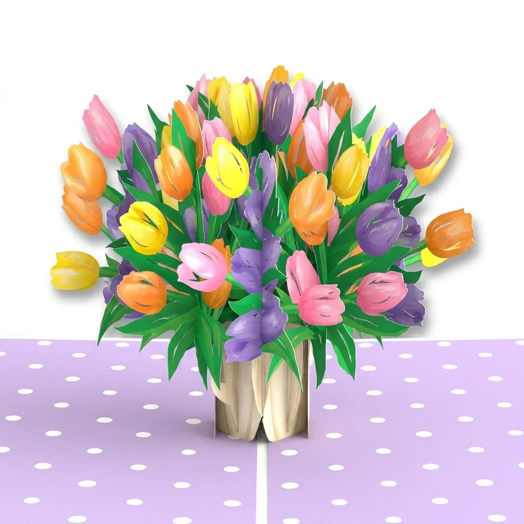 Lovepop Timeless Tulips Birthday Pop-Up Card and Picked Five Seconds Sentiment Set Vase - Image 3