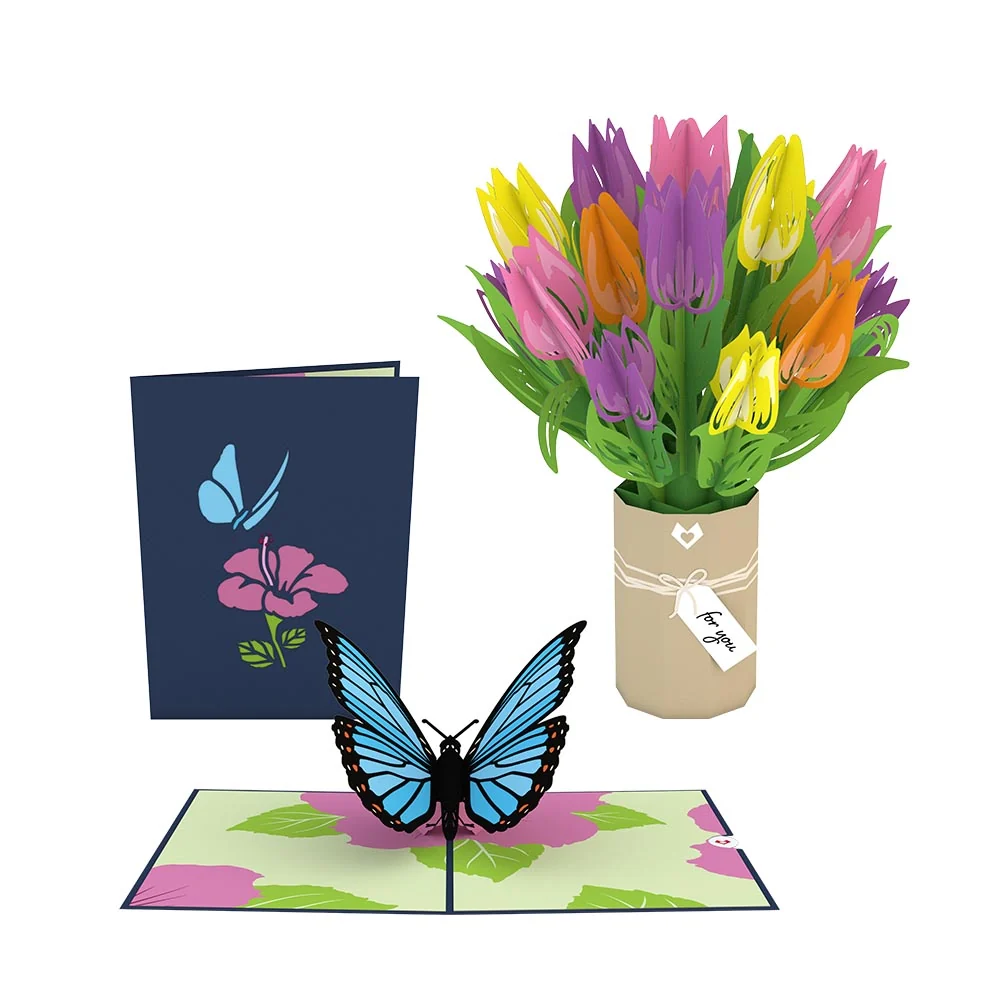 Lovepop Tulip & Blue Morpho Butterfly Bundle Vase - Image 4