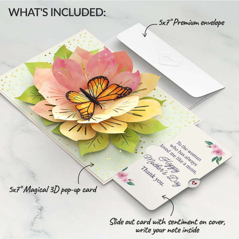 Lovepop Monarch Butterfly Bloom Mother's Day Pop-Up Card and Loved Me Like A Mom Sentiment Set - Image 2