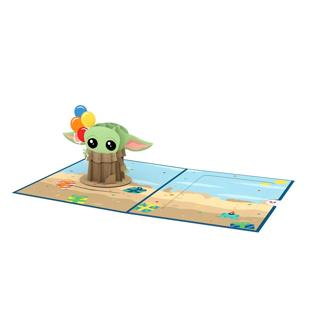 Lovepop Star Wars The Mandalorian Grogu Birthday Card with Pop-Up Gift Scale - Image 6