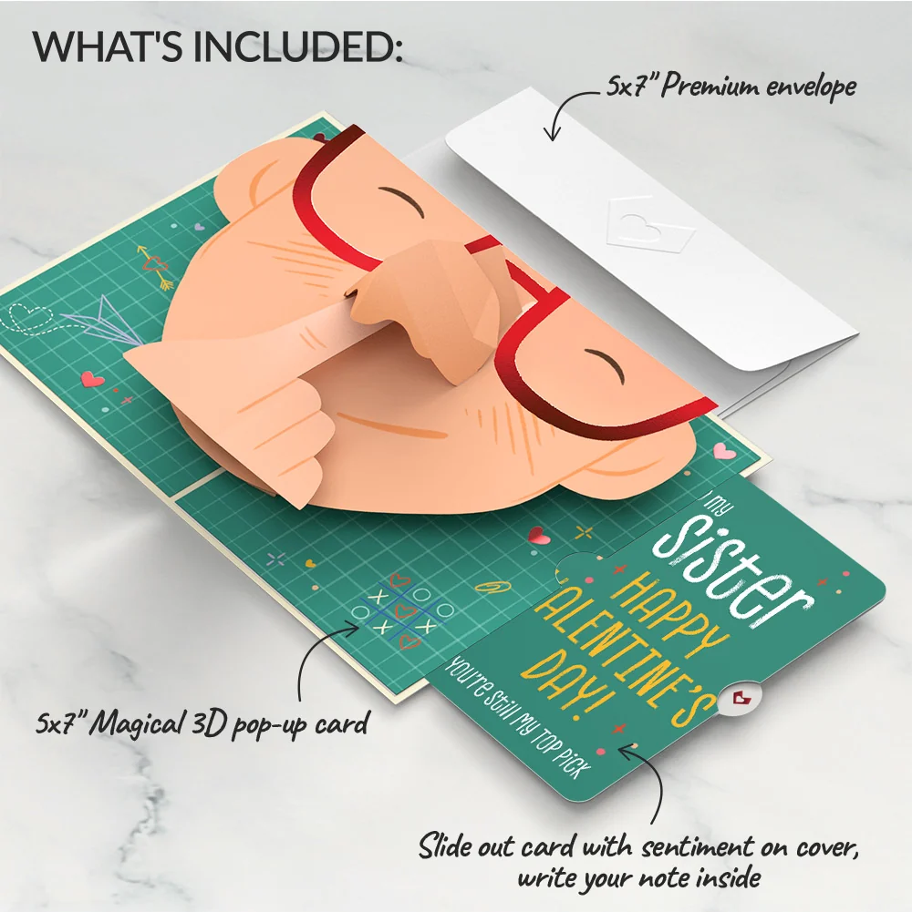 Lovepop Pick You Every Time Valentine Pop-Up Card and Sentiment Set for Sister Glass - Image 2