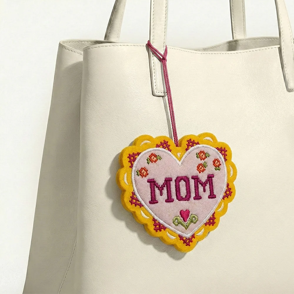 Lovepop Stitched with Love Mom HeartFelt Charm Card