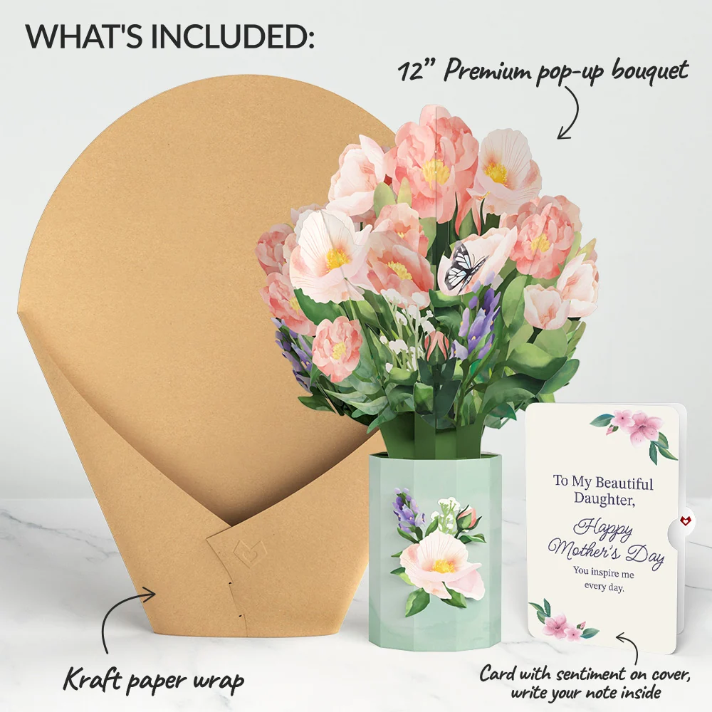 Lovepop Peony Mother's Day Bouquet and Sentiment Set for Daughter Vase - Image 2