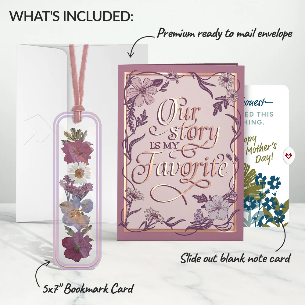 Lovepop Our Story Mother’s Day Petal Pressed Bookmark Card and Layered Leaf Harmony Sentiment Set for Mom - Image 2