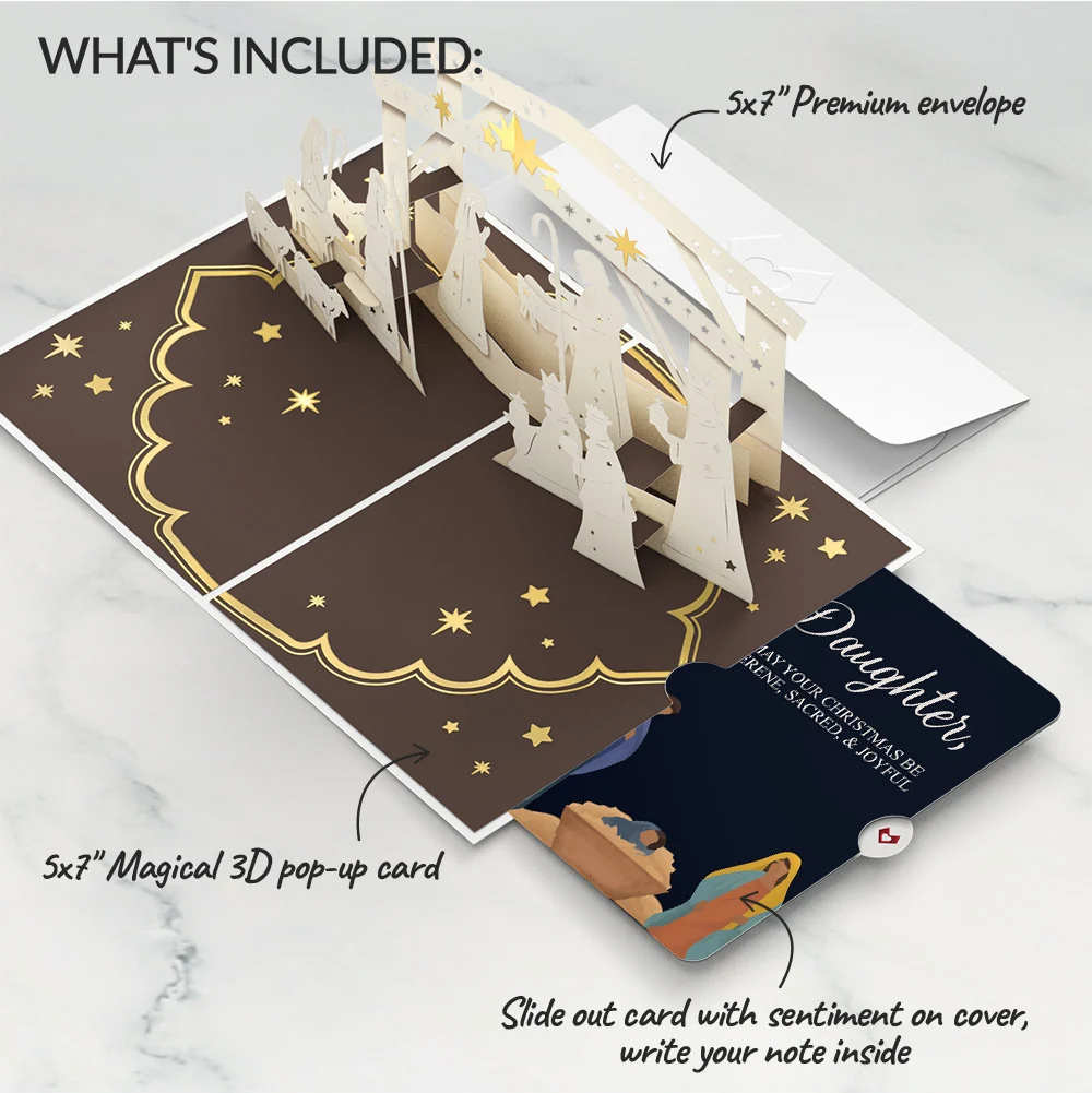 Lovepop Elegant Nativity Christmas Pop-Up Card and Sentiment Set for Daughter - Image 2