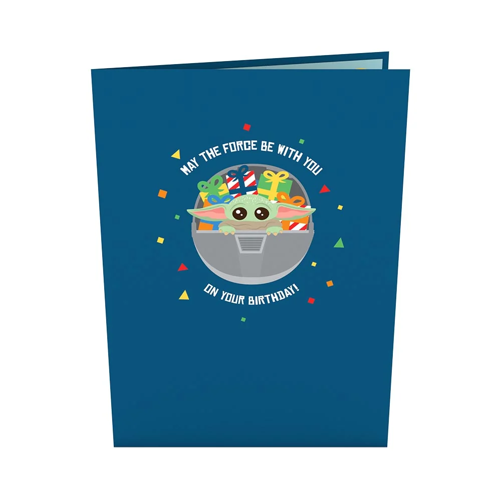 Lovepop Star Wars The Mandalorian Grogu Birthday Card with Pop-Up Gift Scale - Image 5