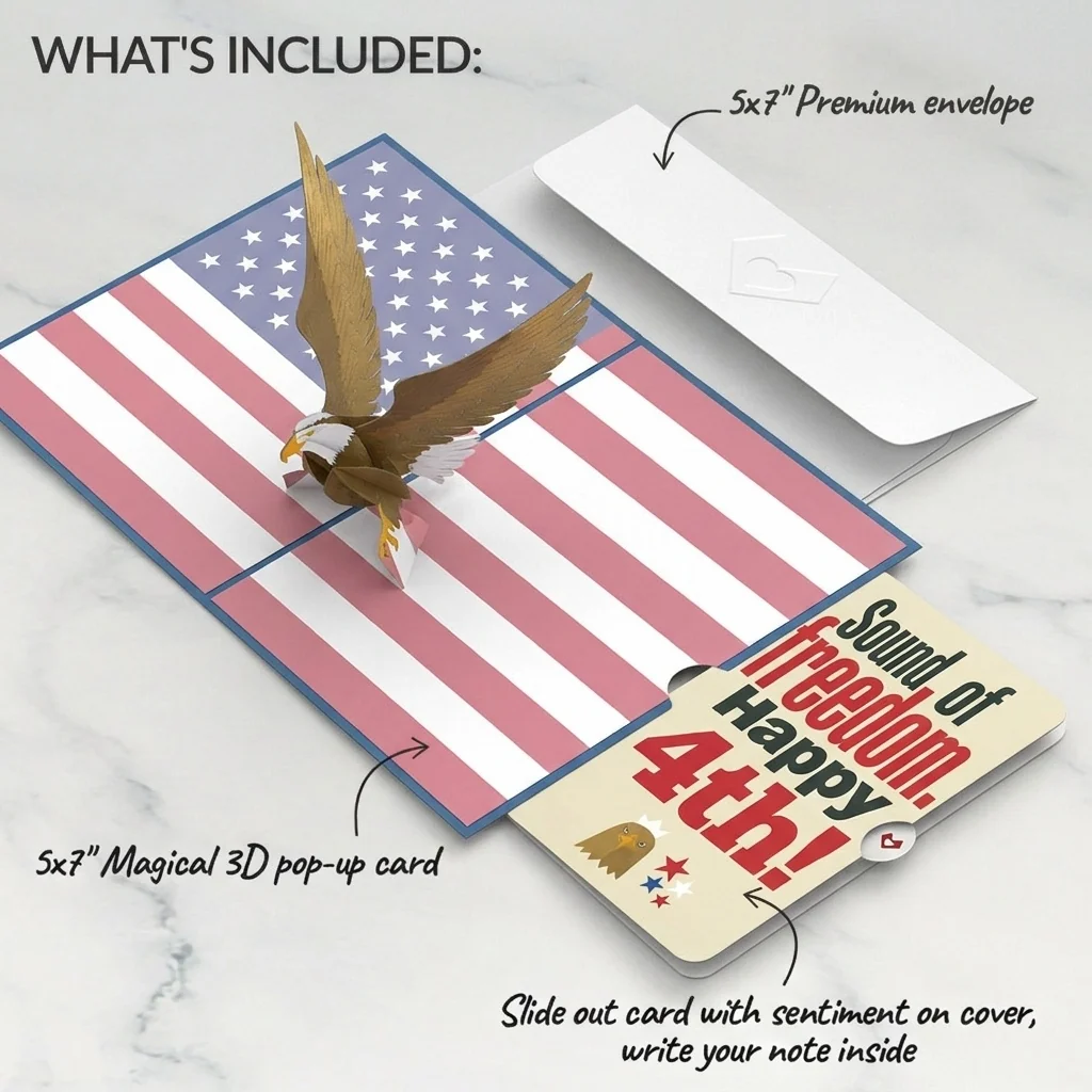 Lovepop Patriotic Eagle 4th of July Pop-Up Card and Sentiment Set Cream - Image 2