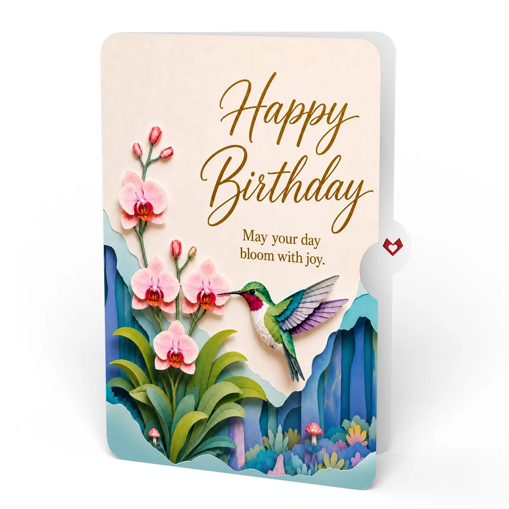 Lovepop Hummingbird Birthday Unboxed Pop-Up Paper Sculpture and Sentiment Set - Image 4