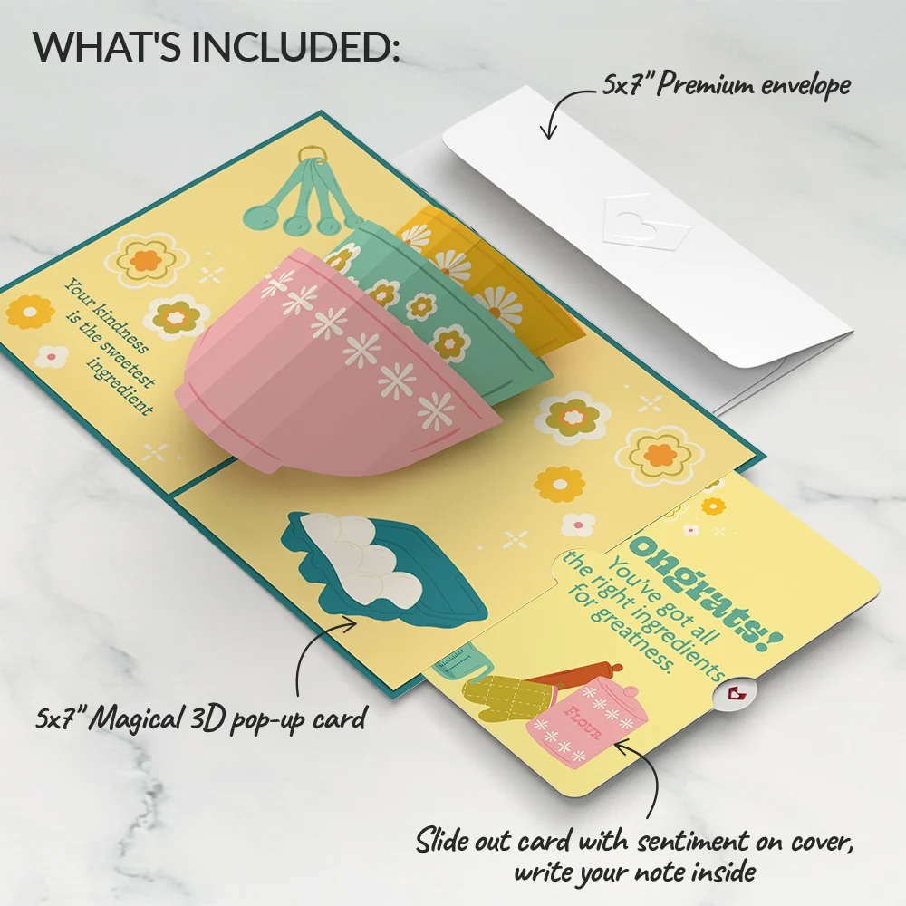 Lovepop You Bake the World a Better Place Congratulations Pop-Up Card and Sentiment Set Bowl - Image 2