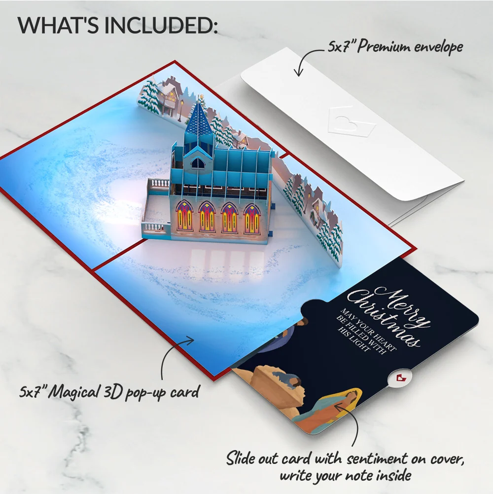 Lovepop Stained Glass Christmas Chapel Pop-Up Card and Sentiment Set - Image 2