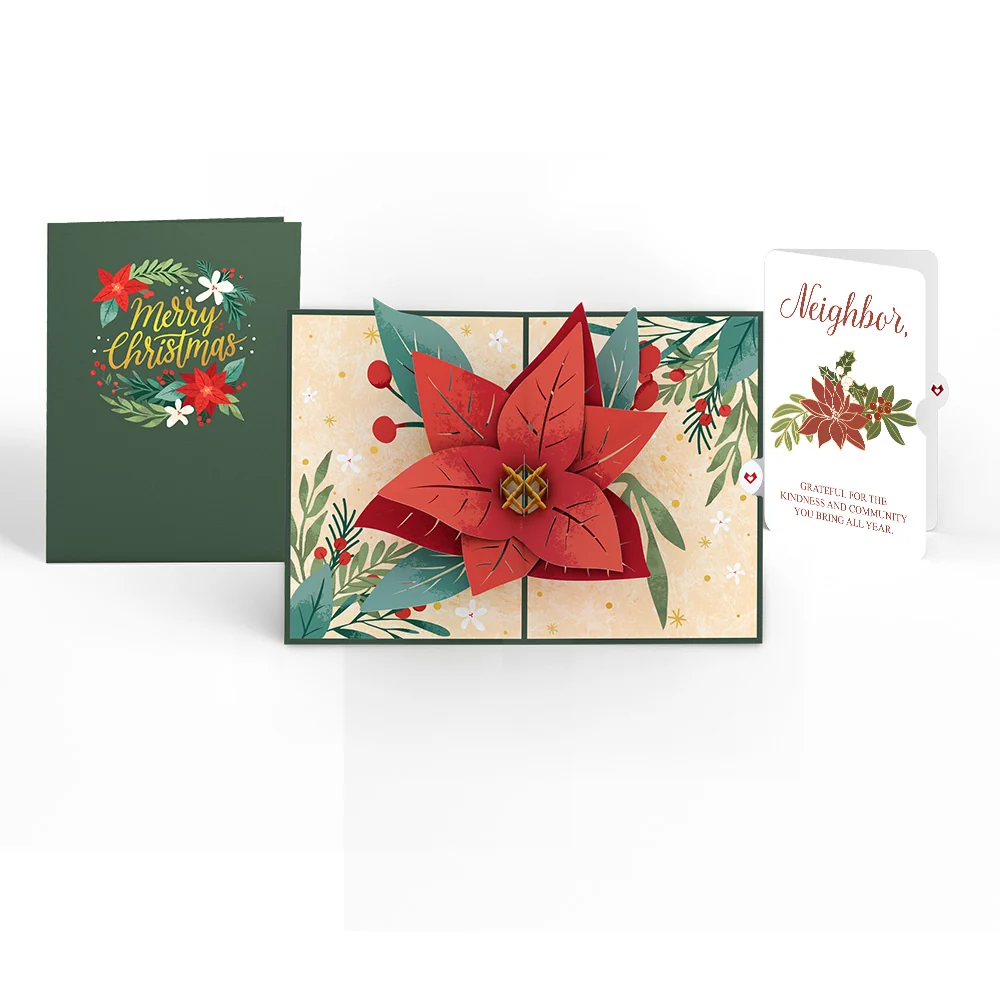 Lovepop Christmas Poinsettia Bloom Pop-Up Card and Sentiment Set for Neighbor