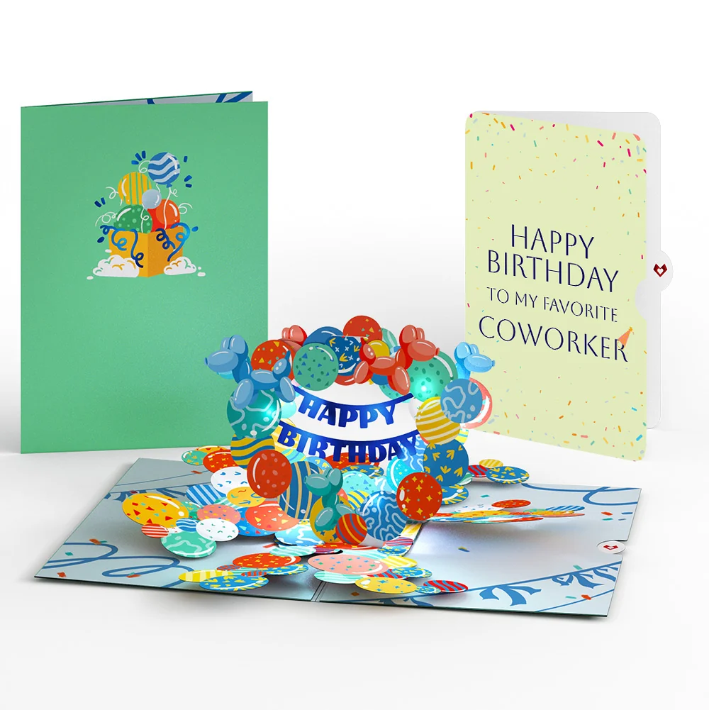 Lovepop Happy Birthday Balloons Music and Lights Pop-Up Card and Sentiment Set for Co-Worker