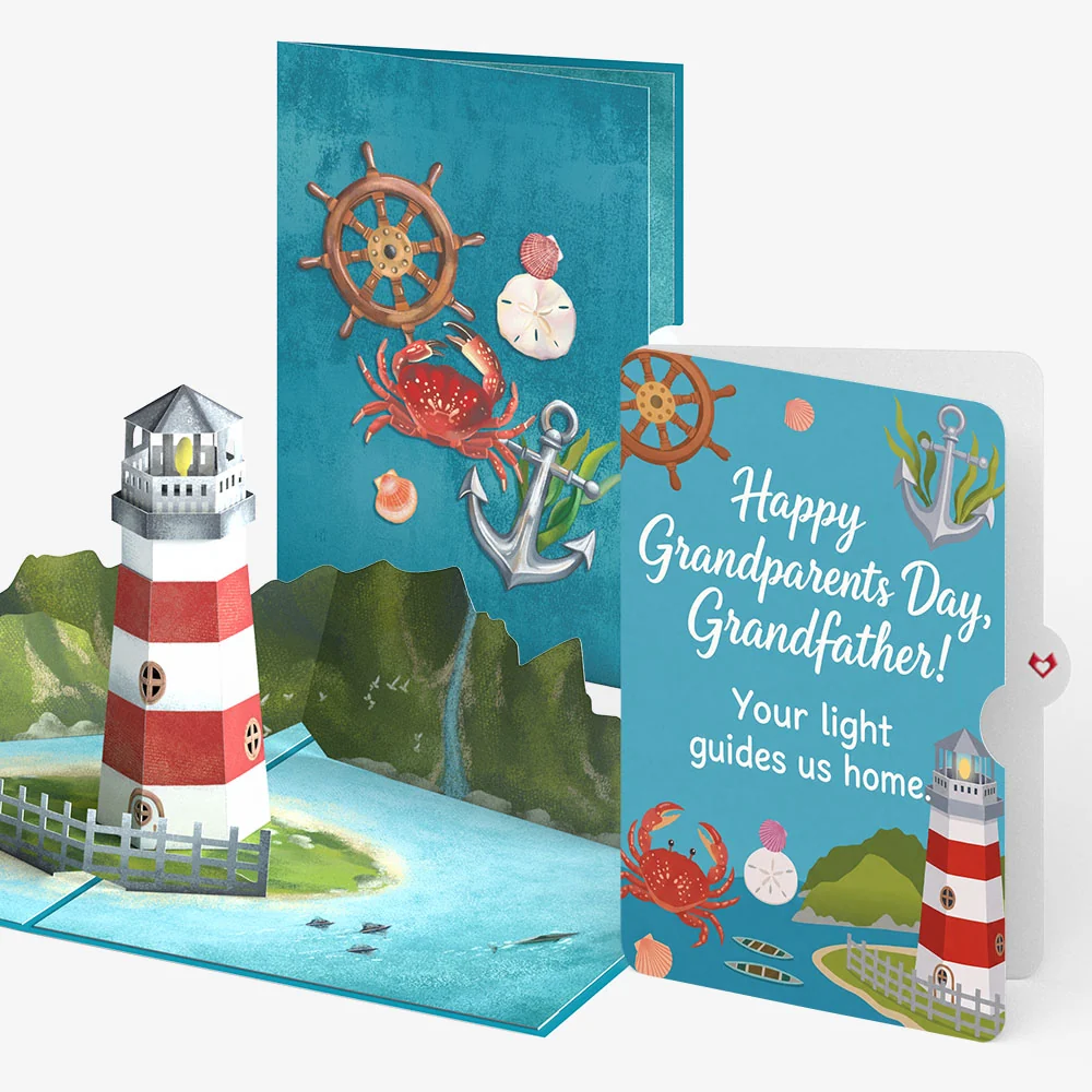 Lovepop Coastal Lighthouse Pop-Up Card and Grandparents Day Sentiment Set