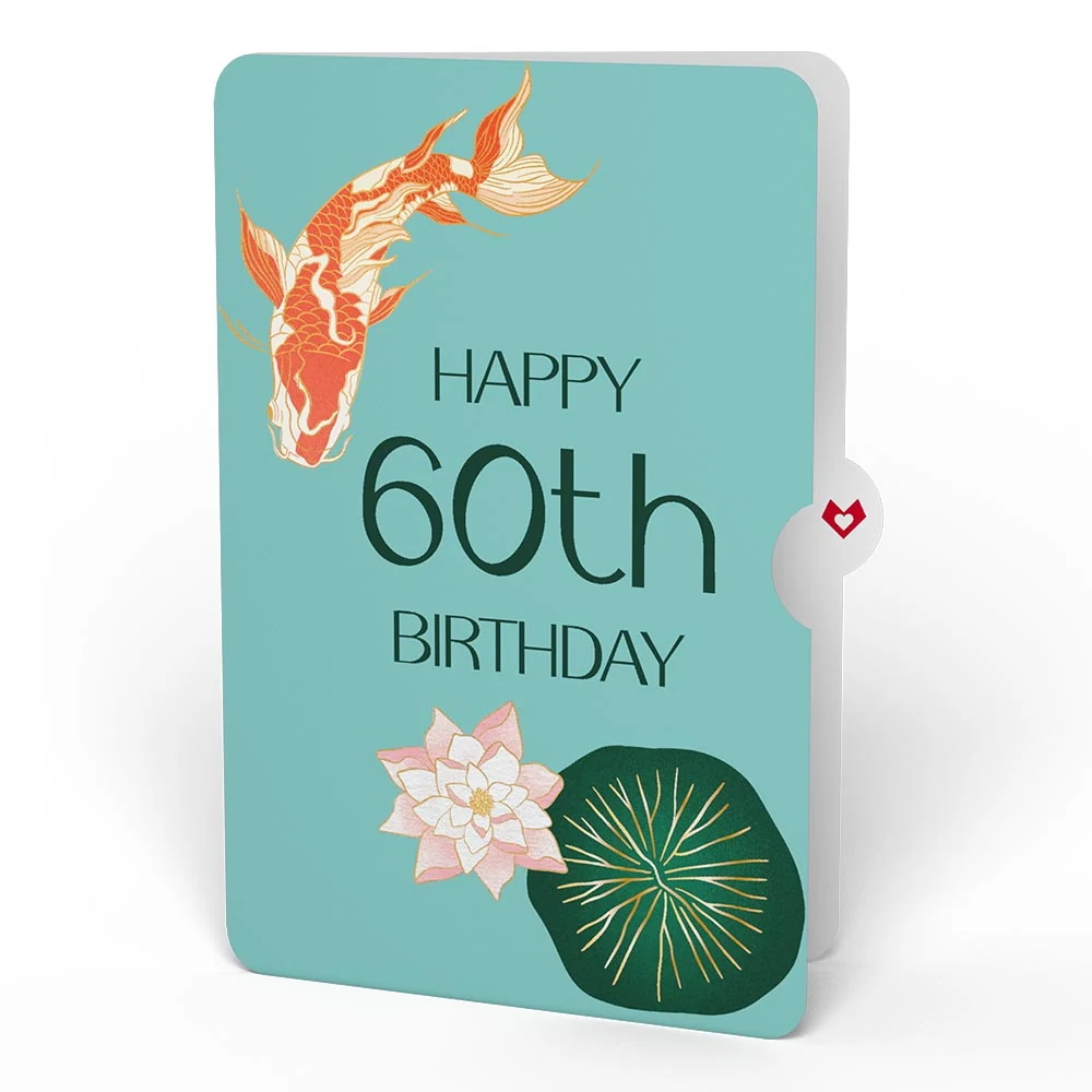 Lovepop Koi Fish and Lotus 60th Birthday Pop-Up Card and Sentiment Set - Image 4