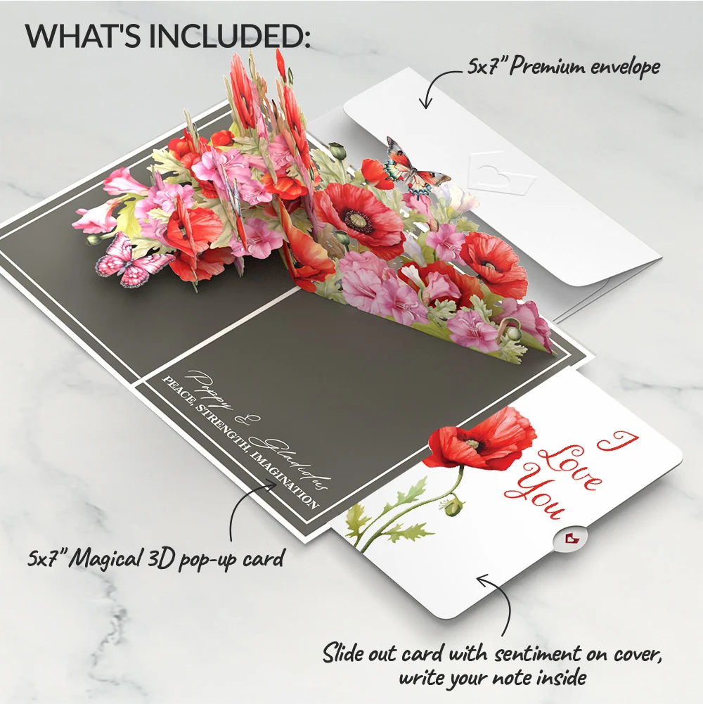 Lovepop Born to Bloom: August Birth Month Flowers Love Pop-Up Card and Sentiment Set Cream - Image 2