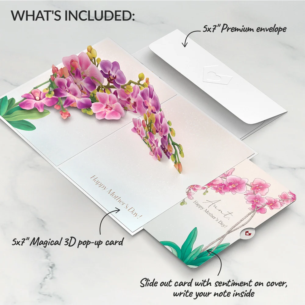 Lovepop Mother’s Day Orchid Pop-Up Card and Sentiment Set for Aunt - Image 2