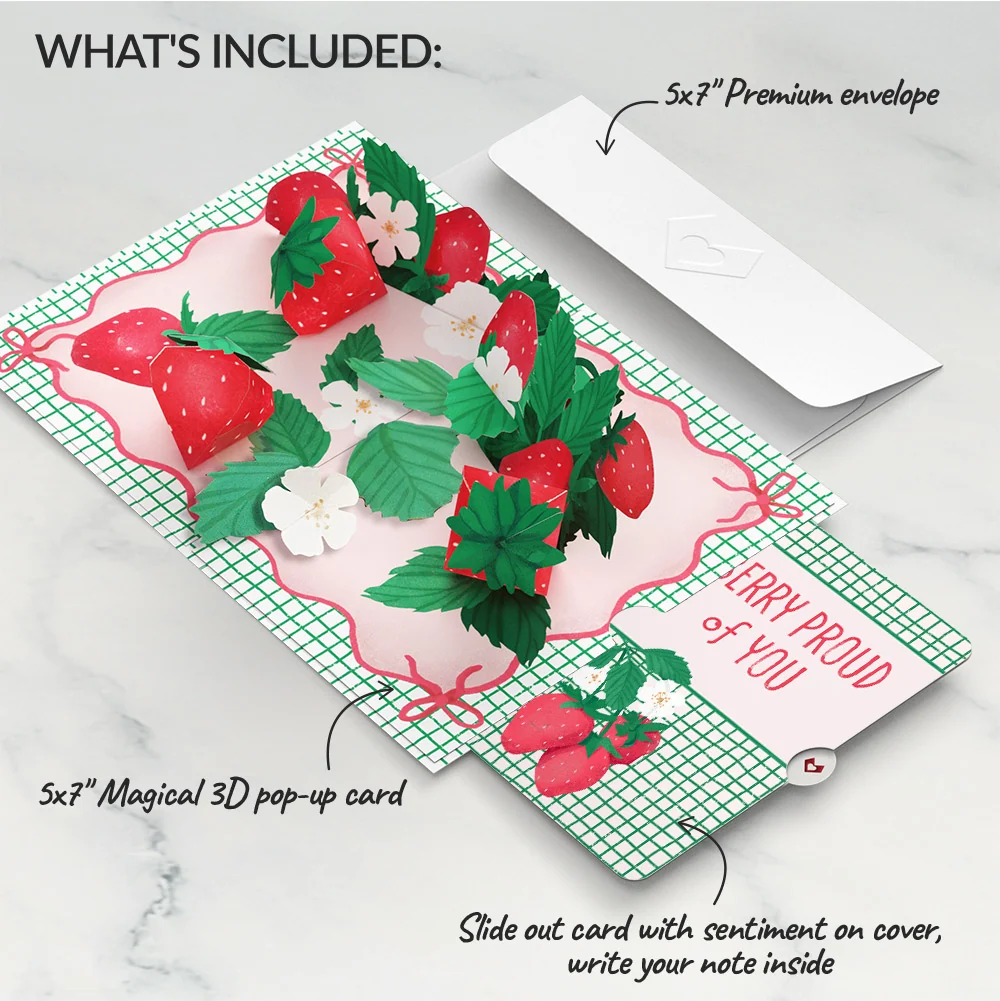 Lovepop Sweet Strawberry Patch Congratulations Pop-Up Card and Sentiment Set - Image 2