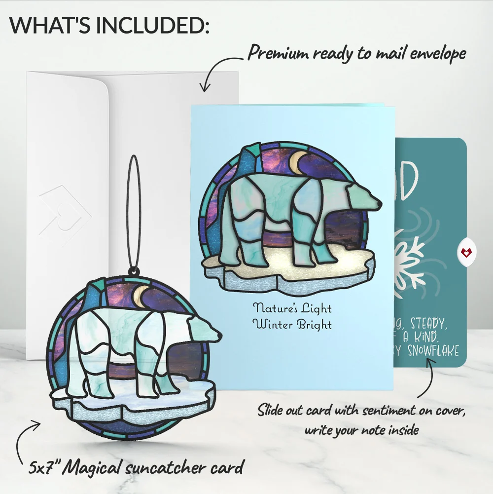 Lovepop Nature's Light Polar Bear Winter Suncatcher Card and Sentiment Set for Dad Glass - Image 2