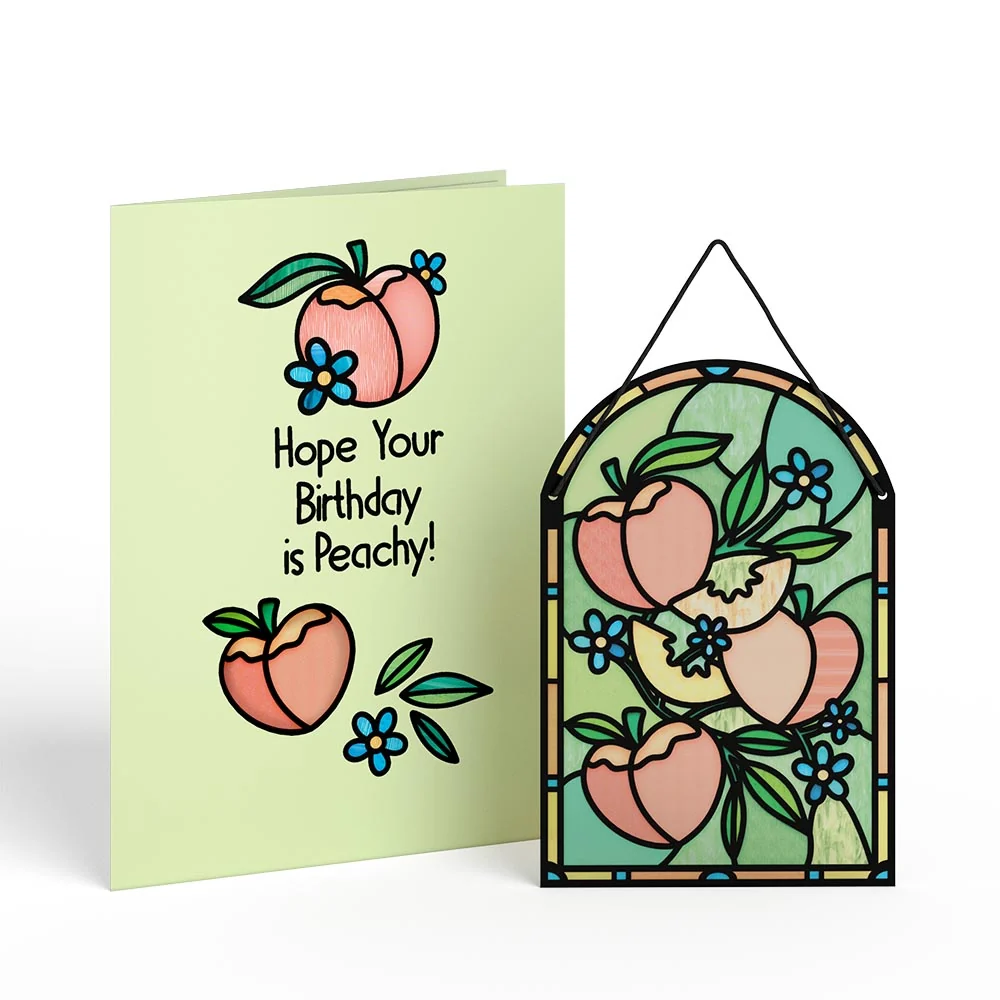 Lovepop Hope Your Birthday is Peachy Suncatcher Card & Pop-Up Bouquet Bundle - Image 2