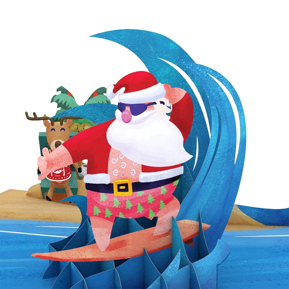 Lovepop Warm Wishes Surfing Santa Pop-Up Card Cup - Image 2