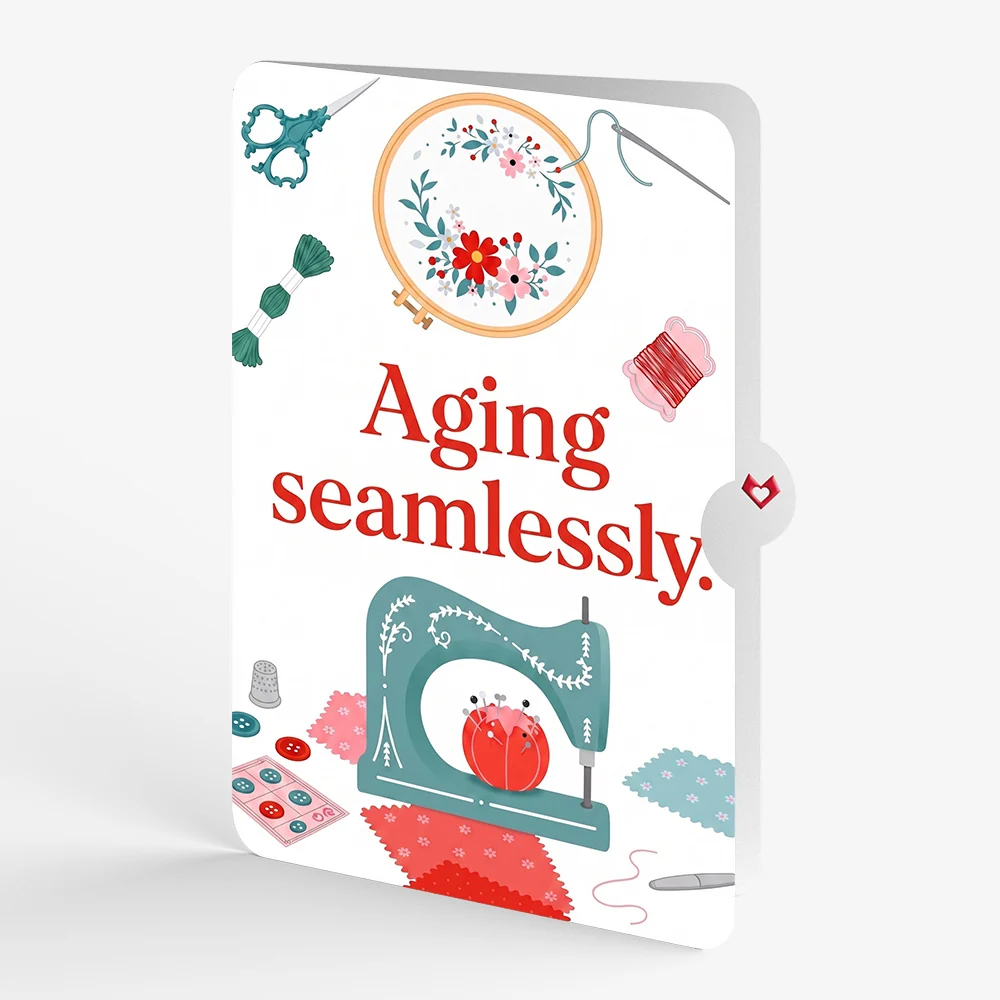 Lovepop Classic Sewing Machine Birthday Pop-Up Card and Aging Seamlessly Sentiment Set - Image 4
