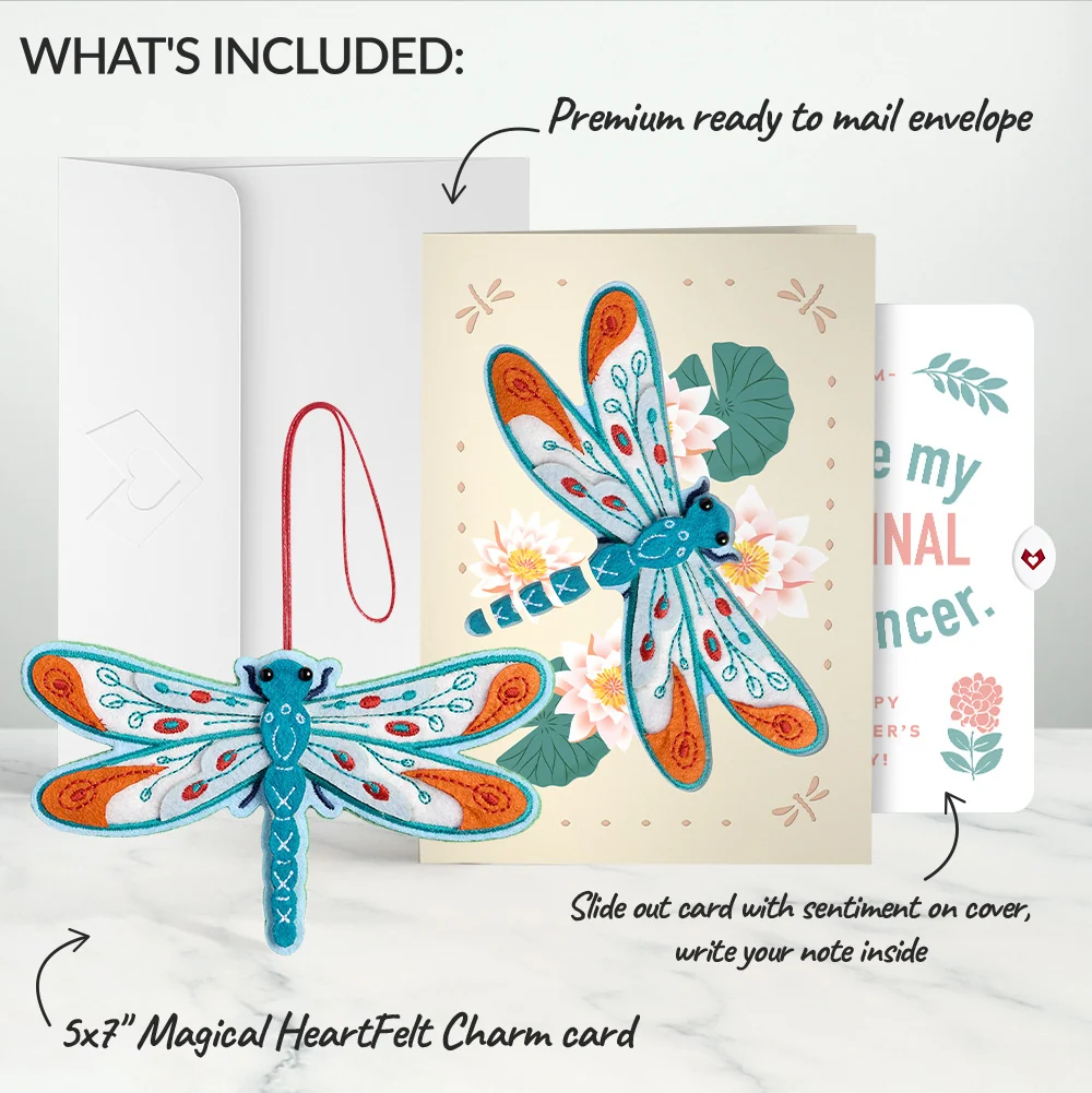Lovepop Peaceful Dragonfly Mother’s Day HeartFelt Charm Card and Original Bloom Tribute Sentiment Set for Mom - Image 2